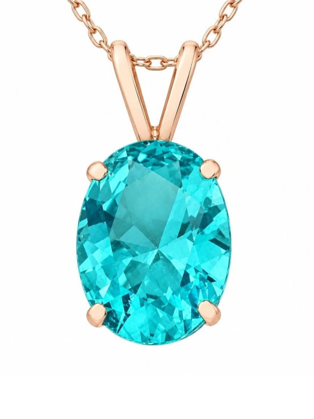 Genuine 3.15 Cts Paraiba Tourmaline Pendant 14k Solid Rose Gold